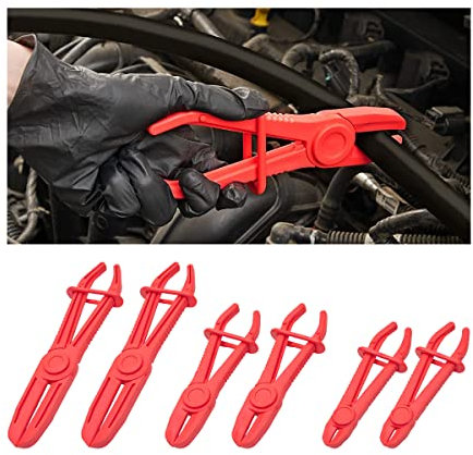 zipelo Hose Clamp Pliers, 6 Pack 3 Size Line Pinch Clamps Set, Plastic Hose Pinching Off Pliers for Automotive Radiator, Brake, Gas, Coolant Hoses and Fuel Lines, Vehicle Tools Car Accessories