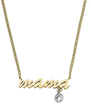 Fossil Halskette für Frauen Sadie Name Necklace Zweifarbige Edelstahlkette, Länge: 406mm+60mm, Breite: 19.5 mm, Höhe: 9mm, JF04431998