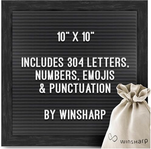 Black Felt Letter Board 10x10 Black Wooden Frame with White Letters Changeable Sign Boards for Home Decor Baby Announcement Letterboard With Stand