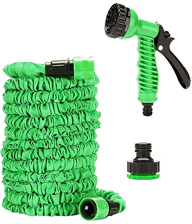 Golupie Flexibler Gartenschlauch, 100FT 30M Wasserschlauch 3/4 und 1/2 Zoll mit 7 Funktion Sprühdüse, Erweiterbarer Schlauch Garden Hose für Garten Rasen/Haustier/Auto
