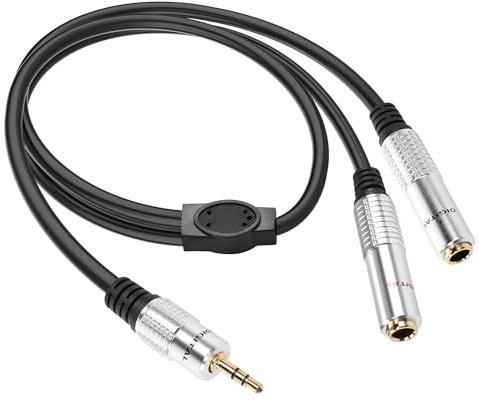 PNGKNYOCN 1/8 auf 1/4 Y Splitter Kabel, 3.5mm TRS Stecker auf Dual 6.35mm TRS Buchse Stereo-Audiokabel für Smartphone, Computer, Lautsprecher, Home Stereo Systeme（50cm）