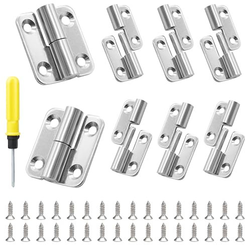 DesertBoy 8 Pcs Detachable Hinges, 1.5 Detachable Door Hinges, Small Hinge for Wood, Stainless Steel Lift Off Hinge with Screws & Screwdriver for Internal External Doors (4pcs Left + 4pcs Right)