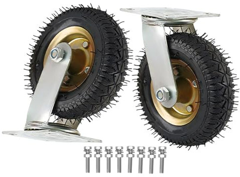 LIGUOYI Transportrollen, Möbelrollen Leise Stoßdämpfung Abriebfest Langlebig 2 Stück Luftreifen Gummi Lenkrolle Mit Schrauben 360 Grad Drehbar Zum Speisewagen Mechanisch Möbel Schwerlastrollen