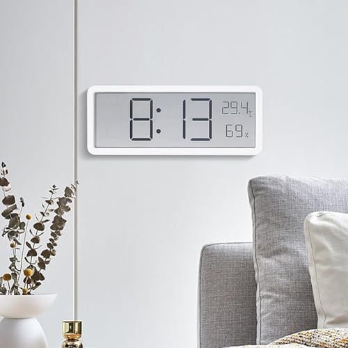 Wanduhr, LCD-Bildschirm, digitale Wanduhr, Uhrzeit, Temperatur, Luftfeuchtigkeit, elektronische Uhr für Wohnzimmer, Schlafzimmer, Küche (B)