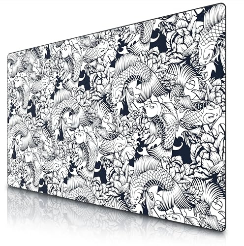 TITANWOLF - XXL Mouse Mat - Mouse Pad 1500 x 800 x 3mm –Speed Gaming Mouse Pad - Extra Large - Table Mat Large Size - improved Precision and Speed – Design Koi Tattoo