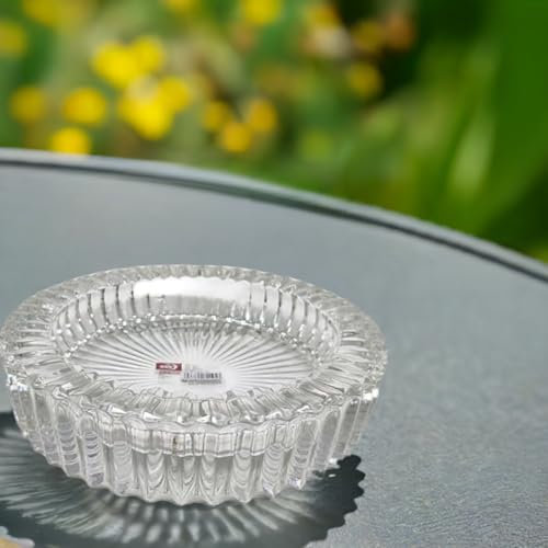 Cenicero redondo de cristal de 15 cm, resistente, transparente, diseño elegante para uso en interiores y exteriores, duradero y fácil de limpiar JR5136