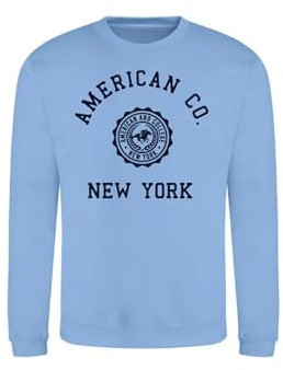 AMERICAN COLLEGE USA Tröja tröja med tryck varma kläder blandade män och kvinnor casual modell ACSCRW4 himmelsblå XL, turkos, XL