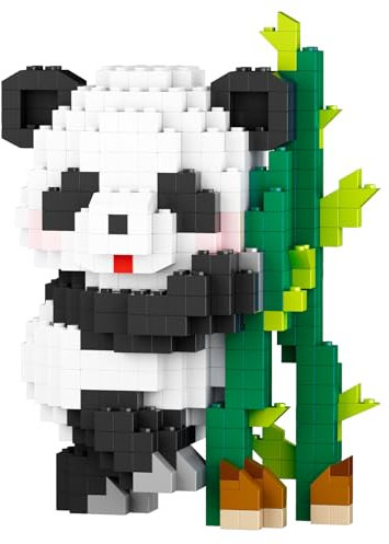 Vintoney Panda Mini Bausteine Panda Klemmbausteine Building Block Sets Panda Bausteine Spielzeug Bricks Mini Bausteine Tiere Figuren Klemmbausteine 1350 Stücke Baustein für Erwachsene, Kinder ab 9-E