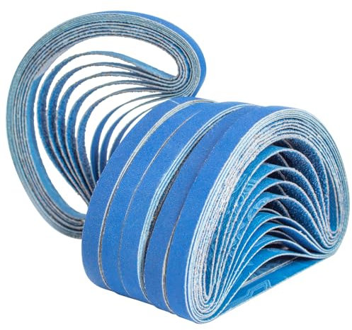 FEIHU Nastri abrasivi 10mmx330mm. 30 pezzi Nastri abrasivi di corindone zirconio kit grana 120 Nastri abrasivi a grana spessa/fine. per levigatrici a nastro pneumatiche, levigatrici a pettine