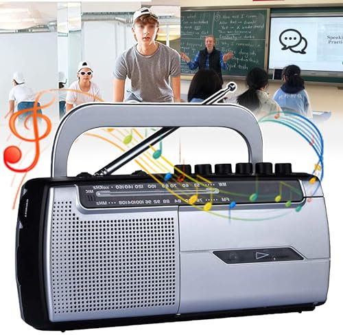 Portable Cassette Player- Retro Classic, Player/Recorder, 3.5Mm Headphone Socket,Built-In Microphone, School Teach Tool, with AM/FM Radio, for Elderly,Kids Learning Language,A