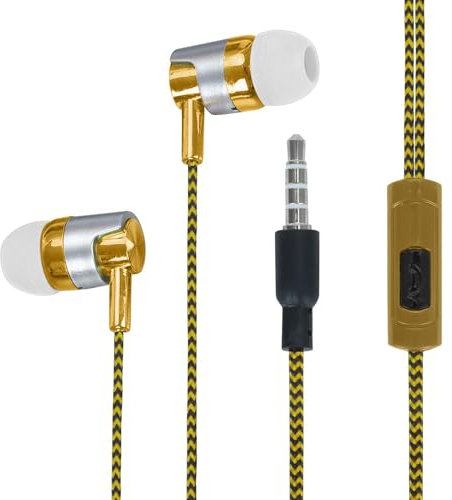 YUHAOTIN Earphones Wired In-Ear Headphones With Microphone and Pure Sound, Wired Earbuds With Strong Bass And Noise Isolating,Lightweight Stereo Sound Earphones With All phone Laptop devices (yellow)