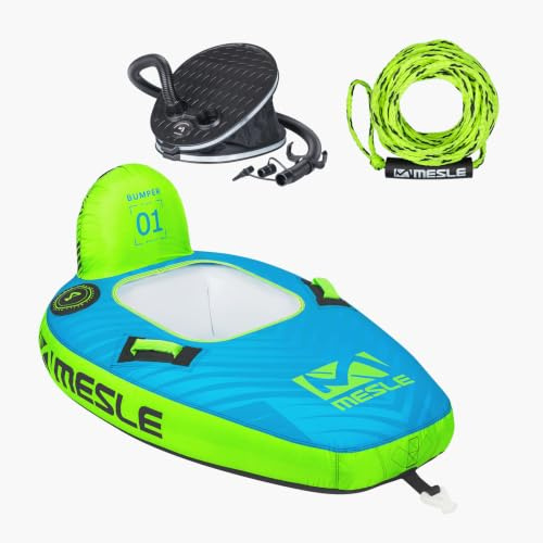 Mesle Tube Boot Bumper Set mit Leine, 1 Person Funtube Wassersport, Wasserreifen aufblasbar, Towable Tube für Kinder & Erwachsene, Schleppring für Motorboot & Jetski, Wasserring zum Ziehen