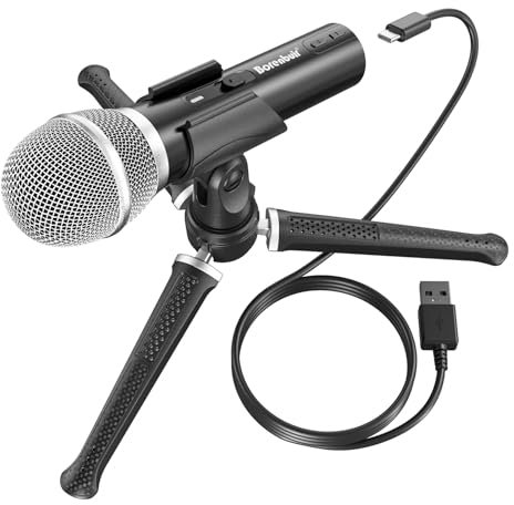 Borenbuir USB/XLR Podcast Dynamic Microphone, Studio Mic Kit with Volume Control, Pop Filter, Ideal for Vocal, Instruments Recording, Voice Over, Live Streaming (BL-550USB)