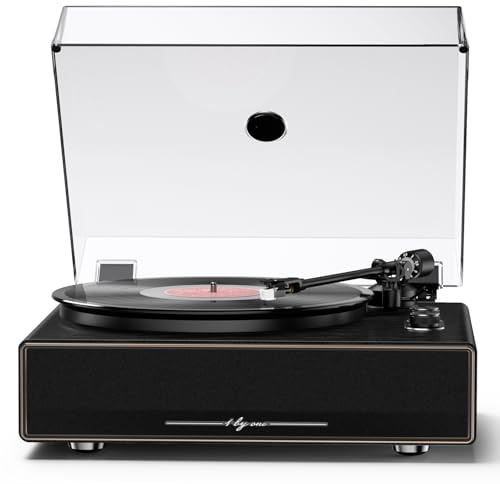 1 BY ONE High Fidelity All-in-One Record Player, Vinyl Turntable with Built-in Speakers, Magnetic AT-3600L Cartridge, RCA Line Out, Belt-Drive Stereo Turntable