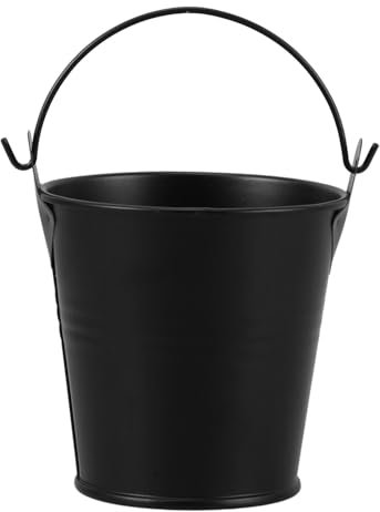 Toyvian Metal Bbq Grease Bucket for Barbecue Grill Drip Oil Collection Reusable Black Metal Bucket 7.7x7.5x5.6cm Outdoor Patio Cooking Accessory