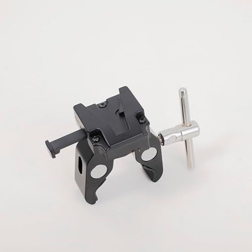 V Mount Lock Battery Adapter with Clamp for Light Stand Tripod, Quick Release V Lock Plate for Sony BP/FXLION V-Mount Battery, Compatible with DSLR Camera Rig, Pipe/Tripod/Hook Mount (15–55mm)