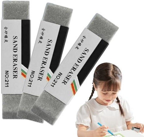 Gomme Sablée | 3 Pièces Gomme Réutilisable pour Marques d'Encre,Antitaches Sans Poussière Fournitures Scolaires pour Esquisses Examens Dessins Techniques