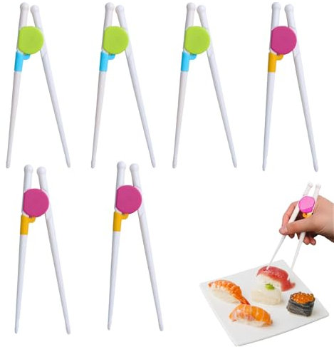 6Pairs Kids Chopsticks, ToddlerEasy to Use, Helper Kids Learner Chopsticks Right or Left Handed for Childs Beginners, Reusable, Detachable, and Easy to Clean