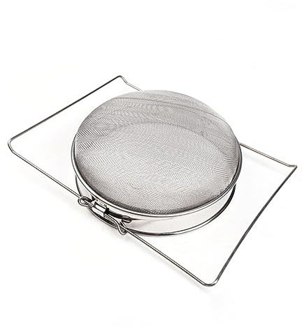 MUCKLILY Passoire à Miel à Double Tamis 24 Cm En Acier Inoxydable Filtre Anti-débris Réglable Pour Seaux Apiculture