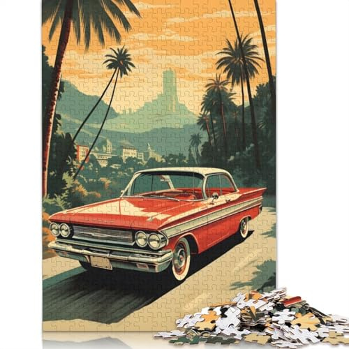 1960s Vintage Car Jigsaw Puzzles Puzzles for Adults Kids. 1000 Piece Great Gifts Challenge Toy Educational Games Home Decoration for Educational Games Gifts 1000pcs (38x26cm)