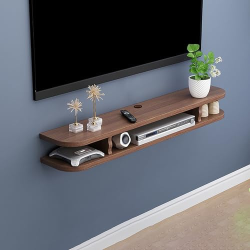 Console d'entrée en marbre avec miroir, meuble TV mural moderne, meuble TV flottant, console multimédia murale, meuble de divertissement en bois avec porte à rabat, éclairage LED, design à d