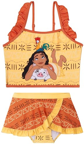 Disney Moana | La Sirenita | Frozen Bikini Niña, Bikini Set 2 Piezas, Tirantes Ajustables Top Niña y Braguitas, Ropa de Baño para Niños