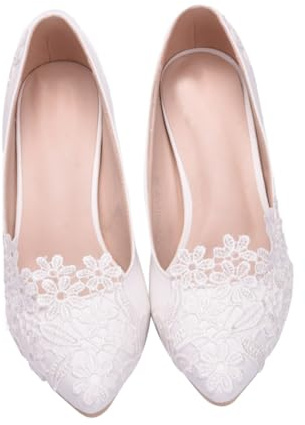 Uonlytech Zapatos de Tacón de Novia Encaje Floral Tacones Altos de 5 CM Calzado Femenino Elegante para Boda y Ceremonias Talla 39 Diseño Ligero y Cómodo