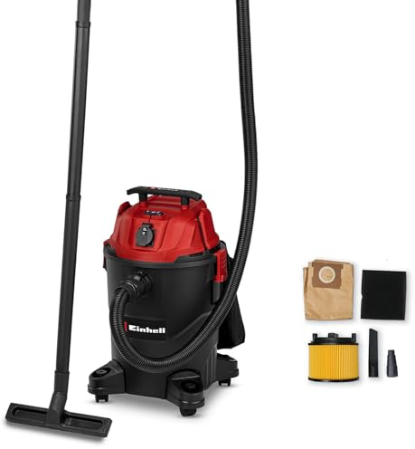 Einhell grovdammsugare TC-VC 2555 A (850 Watt, 180 mbar sugeffekt, automatiskt uttag, 25 l uppsamlingsbehållare, bärhandtag, inkl. munstycken, filter och smutsuppsamlingssäck)
