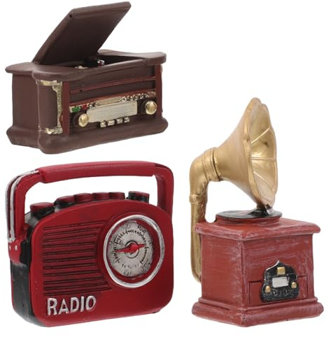 Beaupretty Modèles de Phonographes Vintage en Résine 3 Pièces, Mini Décorations Rétro pour Maison de Poupée, Accessoires Musique, Décoration Intérieur Compact pour Salon et Studio