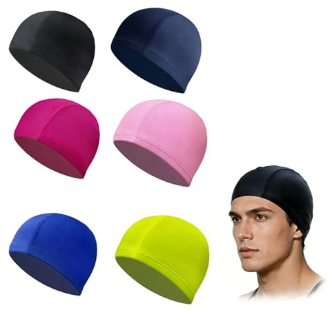 6 tappi da bagno unisex, morbidi e resistenti, ad asciugatura rapida, in cuffia leggera, flessibile, per uomo, donna, bambini, 6 pezzi