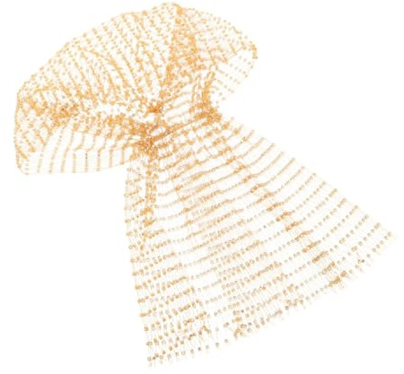 Lurrose Damen Netz Haarnetz mit Strasssteinen Goldfarbenes Polyester Mesh Kopfstück Atmungsaktiv und Allgemein Passend für Festival und Cosplay