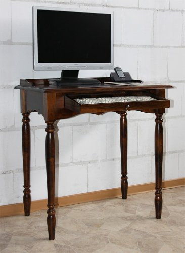 Massivholz Computertisch mit Tastaturauszug 78x82x52cm Varese pappel massiv braun nussbaumfarbe
