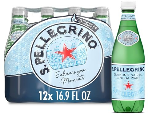 S.Pellegrino Sparkling Natural Mineral Water, Plastic Bottles, 16.9 Fl Oz (Pack of 12)
