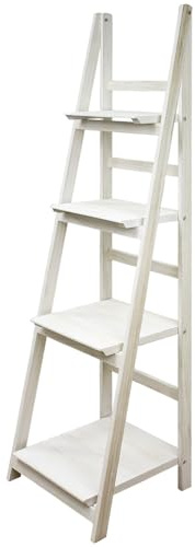 Kingpower Escalera de Estante la Estanteria 4 Anaquel Plegable 4 Colors, Color:Blanco
