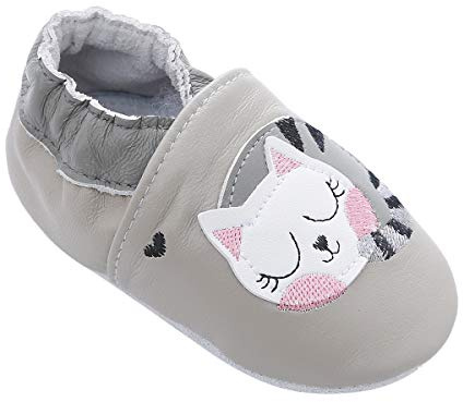 Mjuka babyskor i läder med mockasiner mockasulor för småbarn, småbarn, pojkar, flickor, prewalker, skor, lat katt, 12-18 månader