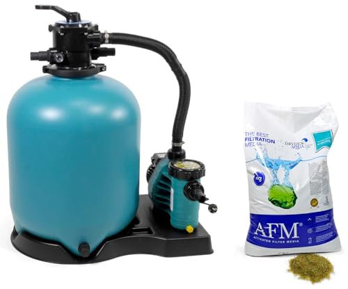 POOL Total Sandfilteranlage Brillant Ø 500 inkl. AFM Filterglas - Selbstansaugende AquaPlus 11 Filterpumpe - Filterkessel - 6-Wege Top-Mount Rückspülventil Edition