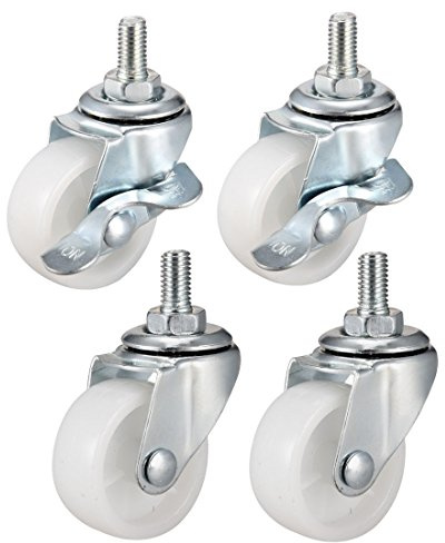 sourcing map Lenkrollen mit 3,8 cm (1,5 Zoll), PP, 360 Grad Gewinde, M8 x 15 mm, 59,9 kg Gesamtbelastung, 4 Stück (2 mit Bremse, 2 ohne Bremse)