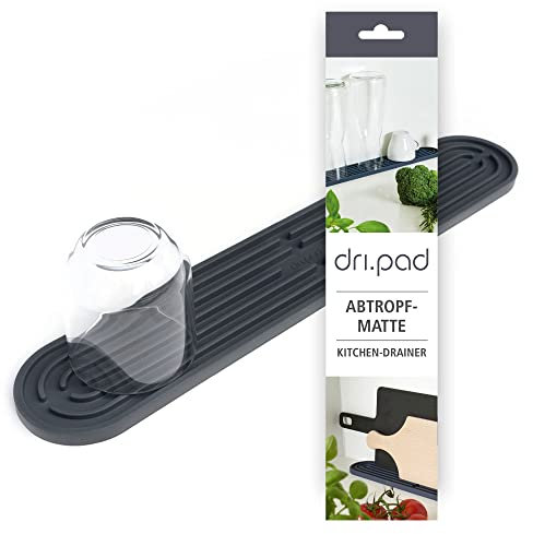 Sanni Shoo Abtropfmatte schmal aus Silikon – schmale Barmatte 43x7,8 cm, rutschfest & hitzebeständig, BPA-frei, ideal für Babyflaschen, Gläser & Küchenzubehör