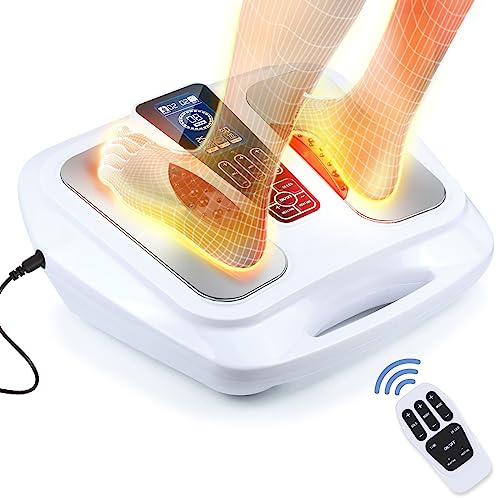 OSITO EMS Foot Massager for Neuropathy Feet Circulation Stimulator with Heat, FSA or HSA Eligible, EMS TENS Foot Leg Massage Machine for Foot Pain Neuropathy Cramps and Diabetes RLS, White