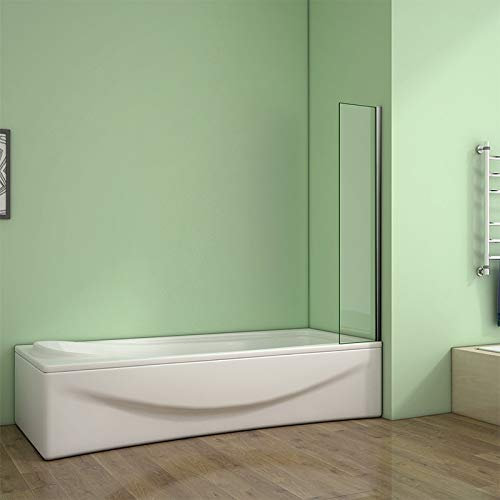 Acezanble 250x1400mm Corner Fixed Bath Shower Screen Over Bath Square Cut
