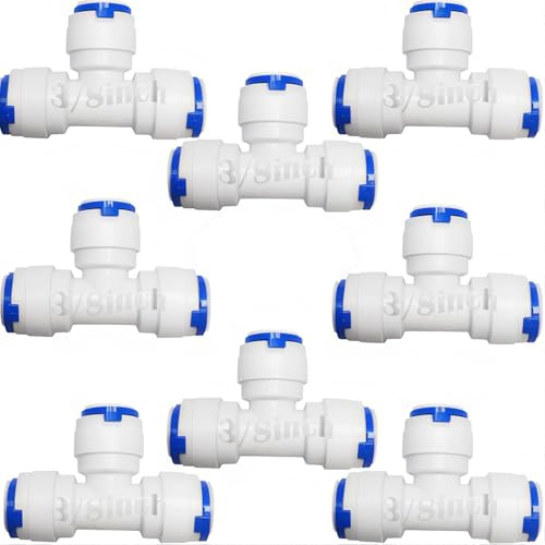 CESFONJER 8 PCS RO Wasserfilter Fitting, Push Fit T-Stück, für 9.5mm (3/8) Schläuche am Umkehrosmose-System oder Kühlschrankfilter