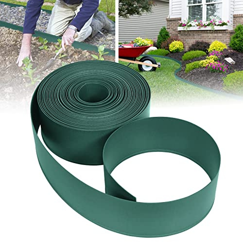 ACXIN Bordo per prato in plastica verde, 20 m, rotolo di bordi per aiuole per viali, limiti, vialetti di ghiaia, bordatura per aiuole in 100% plastica PP (120 x 2 mm, verde)