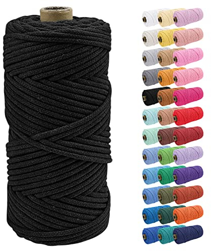 Uiopa Baumwollkordel, Makramee Garn 4mm 100m Natur Baumwollseil, Baumwollgarn Geflochtene Macrame Cord Ideal für Häkeltaschen, Pflanzenhängern, Traumfänger, Wandbehang, DIY Handwerk