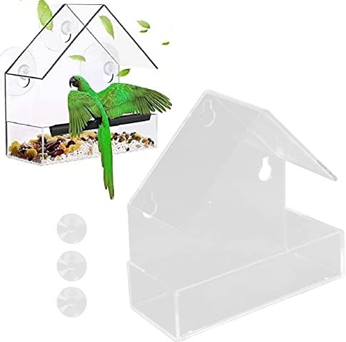 Alvinlite Fenster-Kolibri-Futterspender Für Draußen, Fenster-Vogelfutterspender Mit Starken Saugnäpfen, Acryl-Kolibri-Futterspender, Vogelfutterhaus-Tablett, Kolibri-Geschenke Für Gartenliebhaber