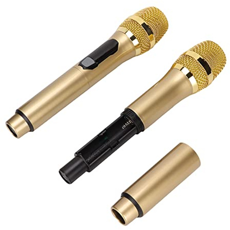 Microphone sans Fil, Double Microphone Dynamique Portable avec écran LED, Système de Micro Portable avec Récepteur, Portée de 164 Pieds, pour Chanter à la Maison, Fête, Karaoké