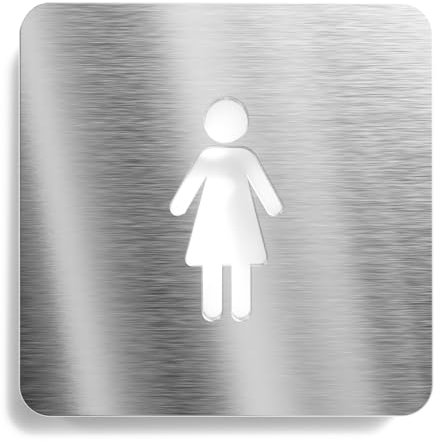 Urhome Damentoilette Schild aus V2A Edelstahl - Laserschnitt Gravur Türschild - Hinweisschild für Wand Tür - Frauen Damen WC Infoschild für Innen und Außen