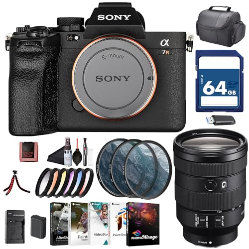 Sony Alpha 7R V Mirrorless Camera Body (ILCE-7RM5/B) – 61MP Full-Frame Sensor | AI Autofocus | FE 24-105mm Lens, 64GB Card, Filter Kit, Photo Software, NP-FZ100 Compatible Battery, and More