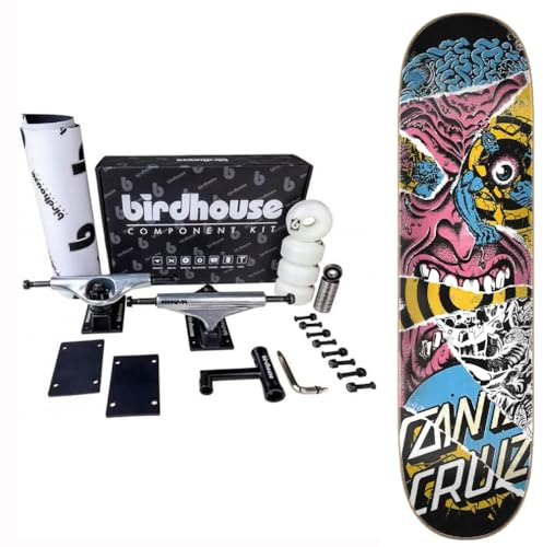 Everslick Komplettes Skateboard Santa Cruz Board Montage mit Set-Up-Kit, professionelles Vogelhaus, hohe Leistung (Rosktopp everslick, 20,3 cm)