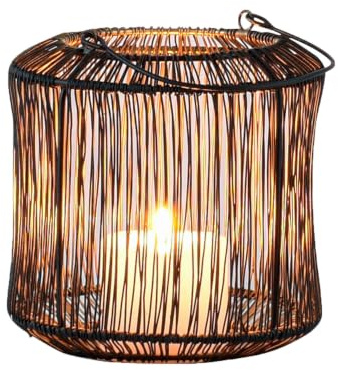 Marrakesch Boho dekoration estetisk lykta metalltråd 14 cm stor svart guld | lykta värmeljushållare Stello som trädgårdsdekoration och vardagsrumsbordsdekoration | utsökt ljushållare för värmeljus