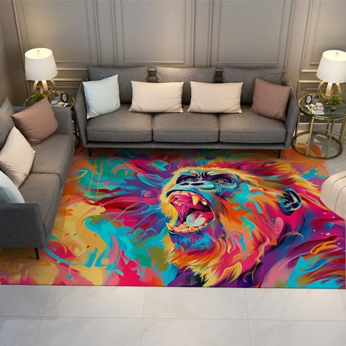 Bunte Design Bereich Teppiche Lustige Tiere Teppich für Wohnzimmer Schlafzimmer Roaring Orang-Utan Muster Druck Teppich Home Office Fußmatten 180x240cm